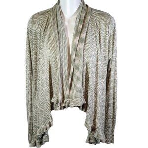 One A Open Front Heather Green Cardigan Medium